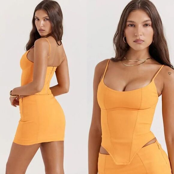 HOUSE OF CB Flavia Sculpting Corset Top S and Skirt XS, Yellow - Picture 2 of 12